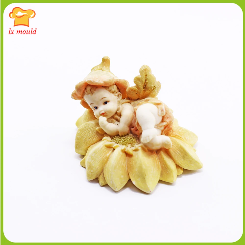 3D Angel Elf Silicone Fondant Mold Flower Girl Baby Cake Soap Candle Chocolate Baking Mould Sunflower Cradle Doll
3D Angel Elf Silicone Fondant Mold Flower Girl Baby Cake Soap Candle Chocolate Baking Mould Sunflower Cradle Doll