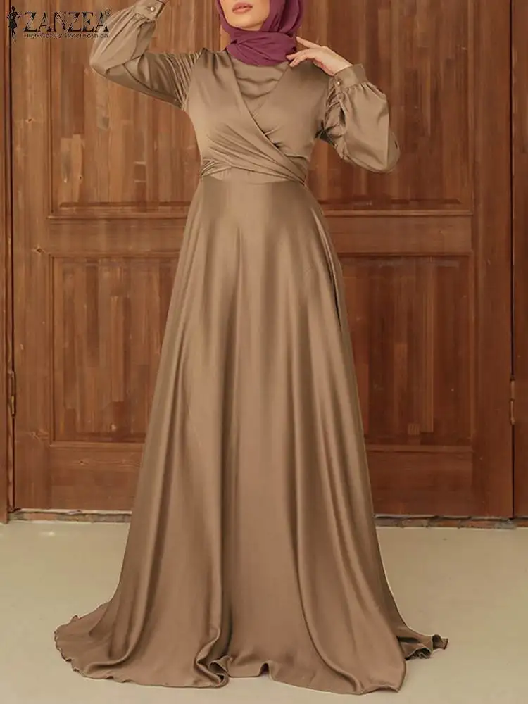 Muslim Fashion V Neck Long Sleeve Dubai Turkey Abaya Hijab Sundress ZANZEA Elegant Women Satin Party Dress Islamic Clothing Robe
Muslim Fashion V Neck Long Sleeve Dubai Turkey Abaya Hijab Sundress ZANZEA Elegant Women Satin Party Dress Islamic Clothing Robe