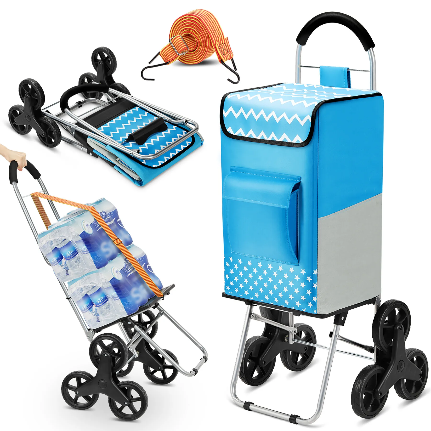QLADUO Stair Climber Trolley Dolly Folding Grocery Cart 3 Wheels Heavy Duty Shopping Hand Truck Made for Condos Apartments Blue
QLADUO Stair Climber Trolley Dolly Folding Grocery Cart 3 Wheels Heavy Duty Shopping Hand Truck Made for Condos Apartments Blue
