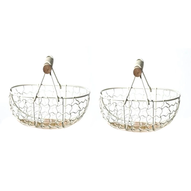 2X Wooden Handle Metal Retro Basket Portable Multi-Function Vegetable Fruit Egg Groceries Practical Storage Basket White
2X Wooden Handle Metal Retro Basket Portable Multi-Function Vegetable Fruit Egg Groceries Practical Storage Basket White