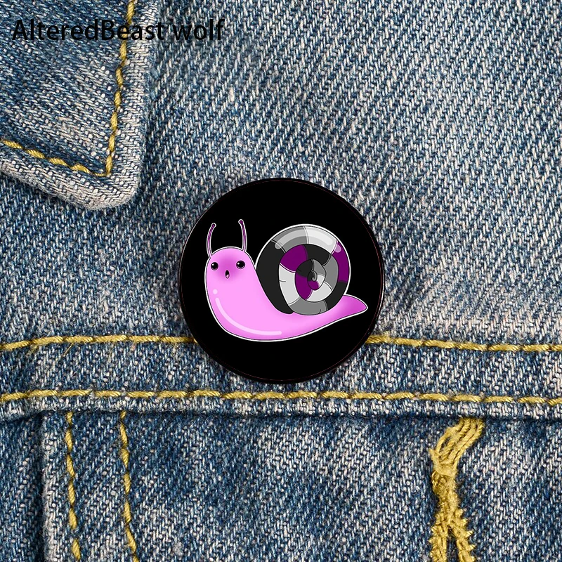 

Asexual Pride Snail Pin Custom cute Brooches Shirt Lapel teacher tote Bag backpacks Badge Cartoon gift brooches pins for women