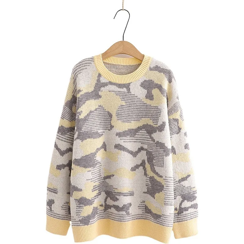 2021 New Long-sleeved Round Neck Loose Pullover Top Women's Camouflage Printed Knitted Sweater Autumn and Winter Sweater
2021 New Long-sleeved Round Neck Loose Pullover Top Women's Camouflage Printed Knitted Sweater Autumn and Winter Sweater