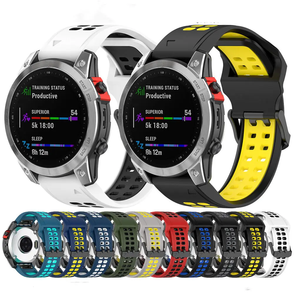 Quick Fit Dual Color Silicone Strap for Garmin Fenix 7X/7 6X/6 Rubber Band 5X/5 3/3HR Sport Bracelet
Quick Fit Dual Color Silicone Strap for Garmin Fenix 7X/7 6X/6 Rubber Band 5X/5 3/3HR Sport Bracelet