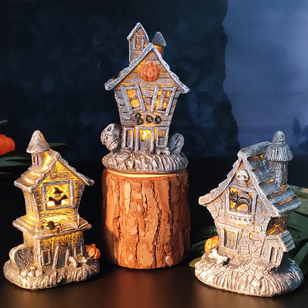 Halloween Mini Haunted House Horror House Glow Pumpkin Witch Haunted House Spooky Atmosphere Resin Decoration Home Table Decorat 
Halloween Mini Haunted House Horror House Glow Pumpkin Witch Haunted House Spooky Atmosphere Resin Decoration Home Table Decorat