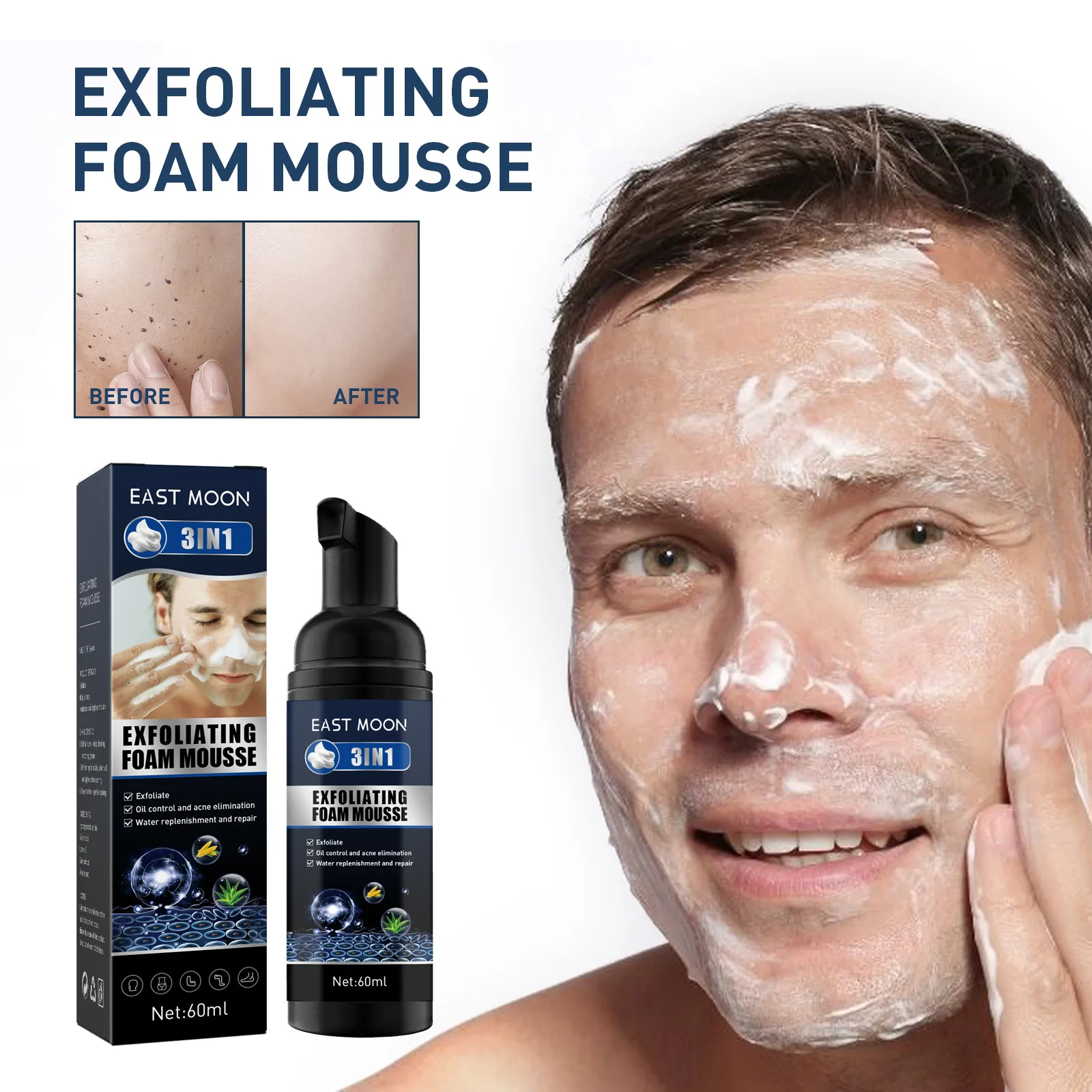 Exfoliating Mousse for Men Exfoliate Remove Acne Shrink Pore Control Oil Gently Clean Skin
Exfoliating Mousse for Men Exfoliate Remove Acne Shrink Pore Control Oil Gently Clean Skin