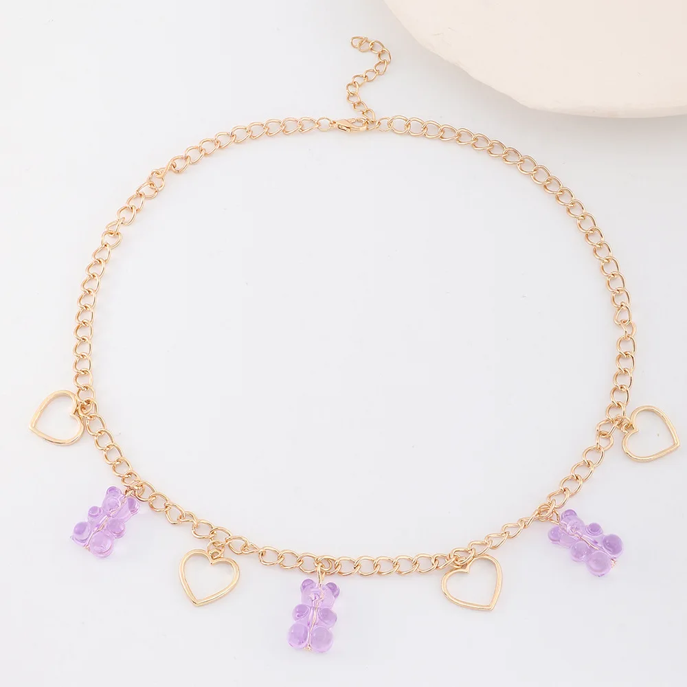 Three dimensional resin bear heart pendant necklace metal chain Qingshe small female necklace earring set
Three dimensional resin bear heart pendant necklace metal chain Qingshe small female necklace earring set