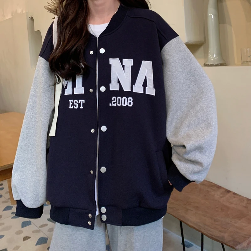 KCHY Women'S Spring Jacket Fleece Thickened Stand-Up Collar Embroidered Letter Baseball Jacket Top
KCHY Women'S Spring Jacket Fleece Thickened Stand-Up Collar Embroidered Letter Baseball Jacket Top