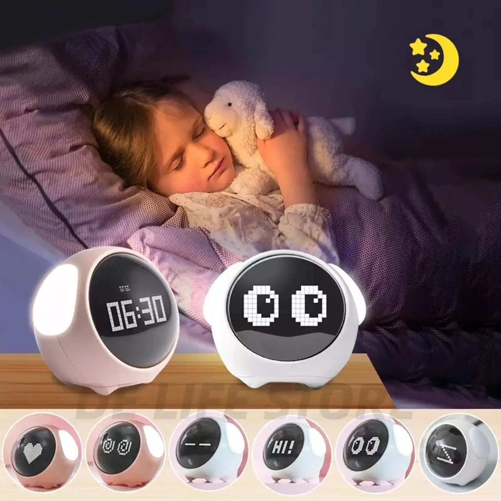 New Cute Expression Alarm Clock Child Multifunctional Clock Bedside Snooze Alarm Light Night LED Chargeable Child E0D7
New Cute Expression Alarm Clock Child Multifunctional Clock Bedside Snooze Alarm Light Night LED Chargeable Child E0D7