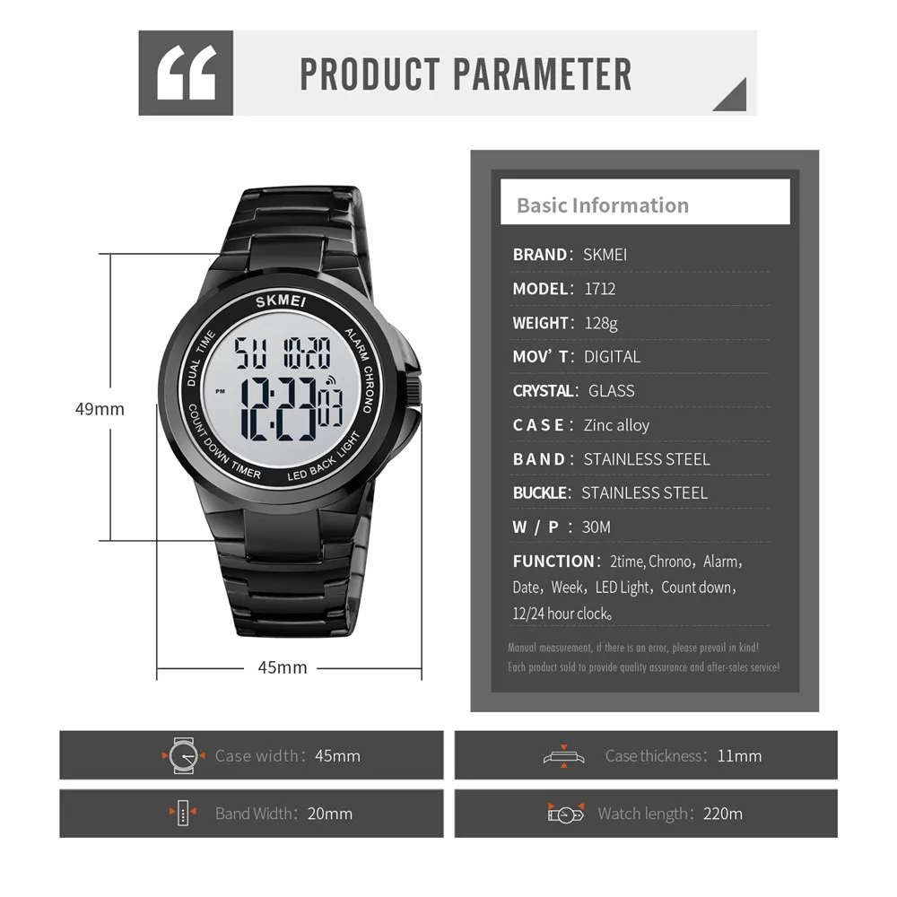SKMEI Top Brand Luxury Watch Men Sports Watches Stainless Steel Chronograph Waterproof Male Wristwatch Clock Relojes Para hombre
SKMEI Top Brand Luxury Watch Men Sports Watches Stainless Steel Chronograph Waterproof Male Wristwatch Clock Relojes Para hombre
