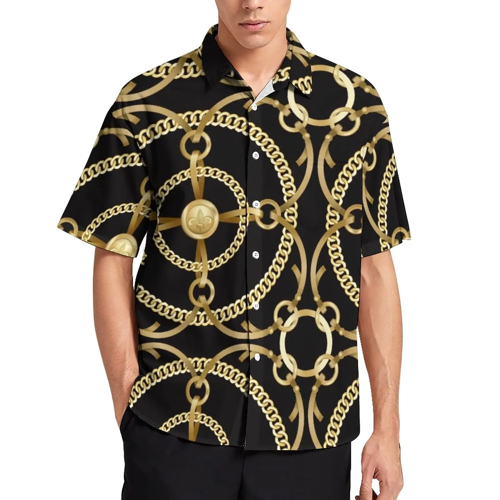 Golden Chains Print Casual Shirts Modern Art Vacation Shirt Summer Vintage Blouses Male Print Big Size 3XL 4XL
Golden Chains Print Casual Shirts Modern Art Vacation Shirt Summer Vintage Blouses Male Print Big Size 3XL 4XL