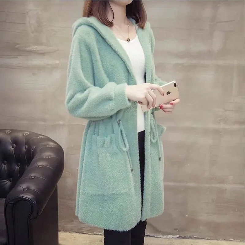 New Women's Imitation Mink Velvet Coat Long Autumn Winter Thick Warm Hooded Parker Overcoat Female Sweater Cardigan Outerwear
New Women's Imitation Mink Velvet Coat Long Autumn Winter Thick Warm Hooded Parker Overcoat Female Sweater Cardigan Outerwear