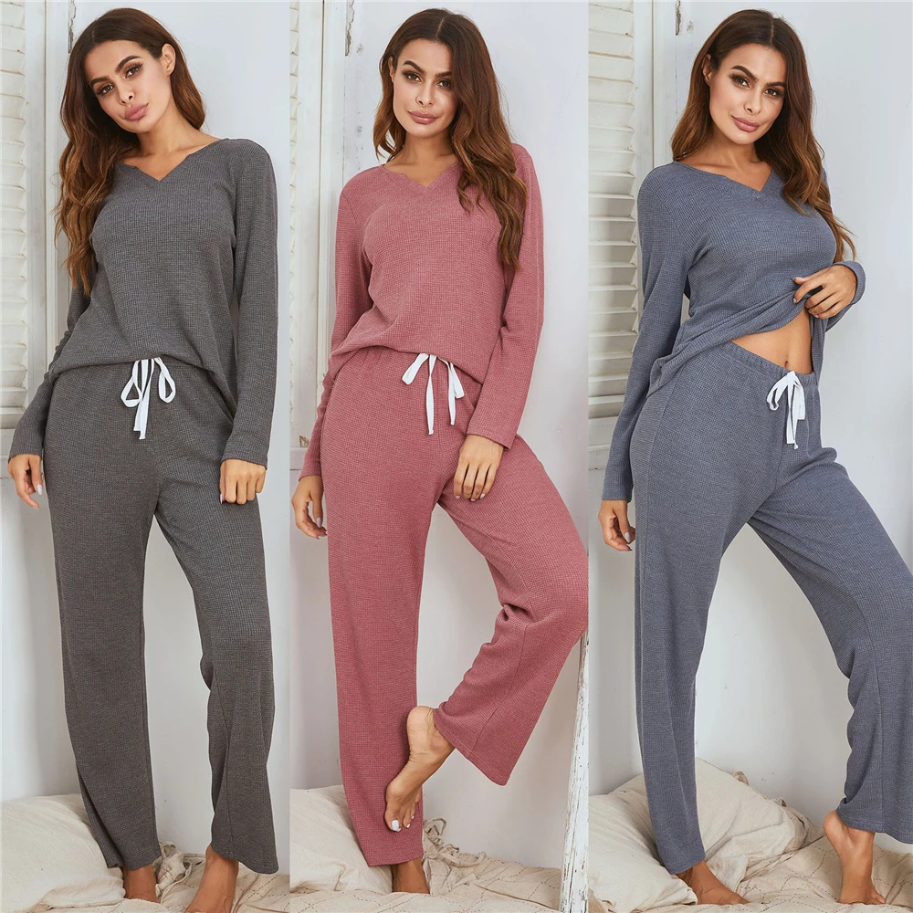 Autumn and winter leisure warm pajamas women's home service suit Waffle long sleeve long pajamas women's suit
Autumn and winter leisure warm pajamas women's home service suit Waffle long sleeve long pajamas women's suit