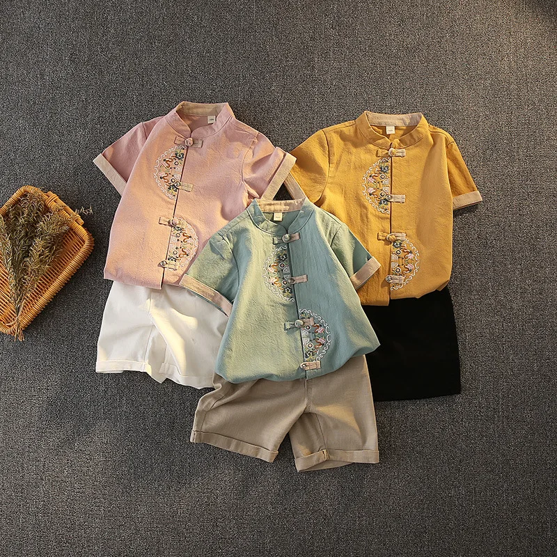 Boys Tang Suit Summer Chinese Style Short-sleeve Embroidered Cotton and Linen Ancient Costume Ethnic Style Kids Clothes Boys
Boys Tang Suit Summer Chinese Style Short-sleeve Embroidered Cotton and Linen Ancient Costume Ethnic Style Kids Clothes Boys