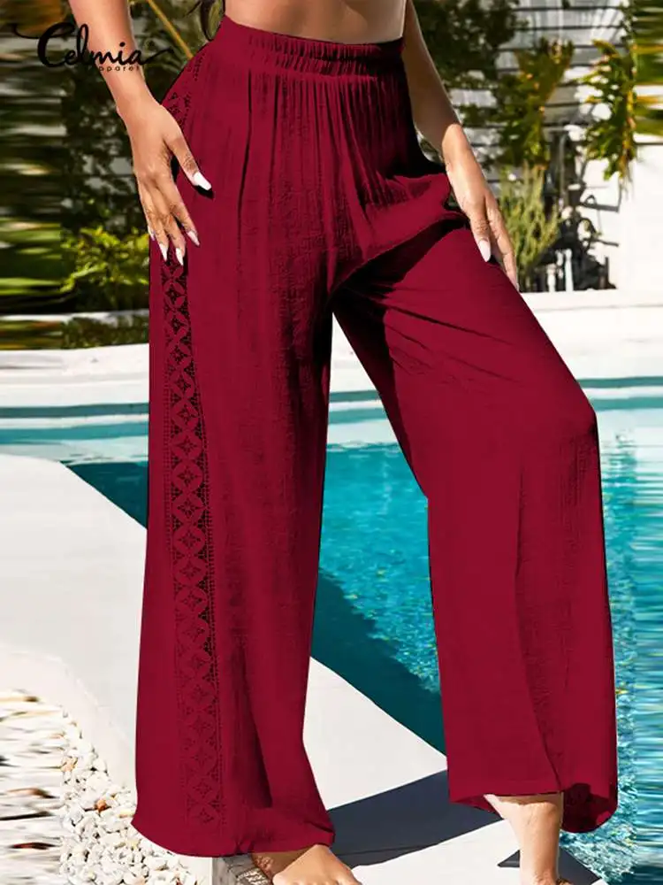 Celmia Solid Lace Patchwork Pantalon Women Work Fashion Elegant Long Pants Casual Loose 2022 Summer Elastic High Waist Trousers
Celmia Solid Lace Patchwork Pantalon Women Work Fashion Elegant Long Pants Casual Loose 2022 Summer Elastic High Waist Trousers