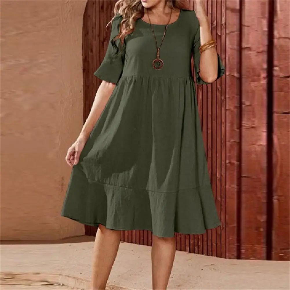 Summer Dress High Waist Casual Dress Women Summer A-line Midi Dress 
Summer Dress High Waist Casual Dress Women Summer A-line Midi Dress