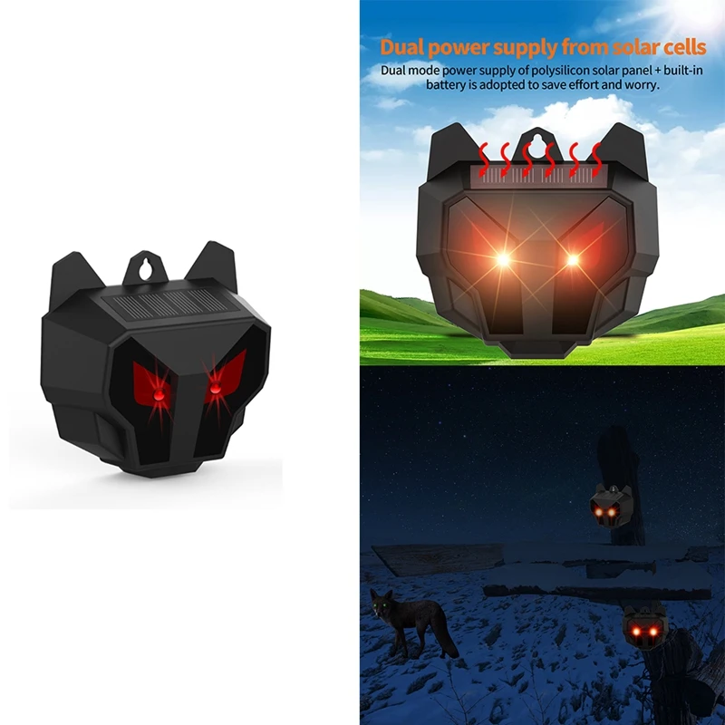 Solar Nocturnal Animal Repeller Predator Coyote Repellent Devices Waterproof Fox Deer Deterrent With Red LED Light
Solar Nocturnal Animal Repeller Predator Coyote Repellent Devices Waterproof Fox Deer Deterrent With Red LED Light