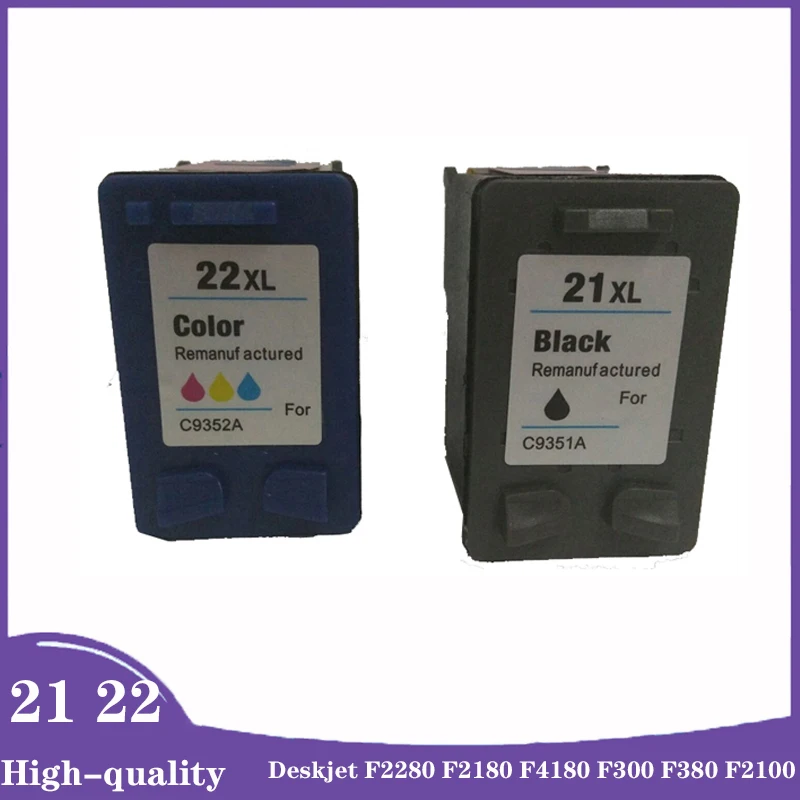 Remanufactured 21 22 xl ink cartridges for hp Deskjet F2280 F2180 F4180 F300 F380 F2100 F2200 cartridge hp 21 and 22
Remanufactured 21 22 xl ink cartridges for hp Deskjet F2280 F2180 F4180 F300 F380 F2100 F2200 cartridge hp 21 and 22