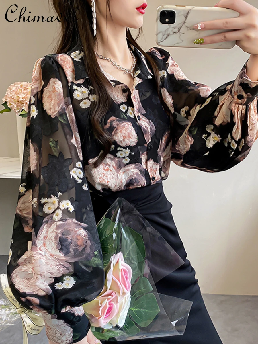 Female Retro Puff Sleeve Elegant Embroidery Floral Chiffon Shirt Top Women's Autumn Hong Kong Style Fashion Office Lady Blouses
Female Retro Puff Sleeve Elegant Embroidery Floral Chiffon Shirt Top Women's Autumn Hong Kong Style Fashion Office Lady Blouses