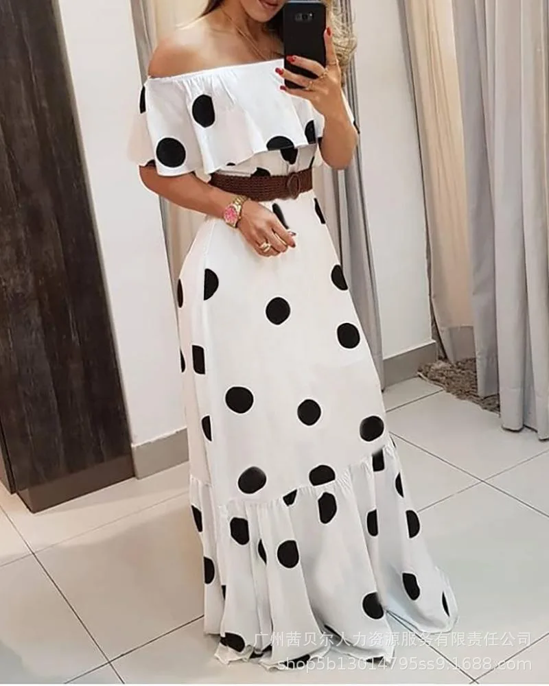 Elegant Polka Dot Print Sexy Dresses for Women Long Dress 2022 Summer Casual New White Short Sleeve Women Dress
Elegant Polka Dot Print Sexy Dresses for Women Long Dress 2022 Summer Casual New White Short Sleeve Women Dress