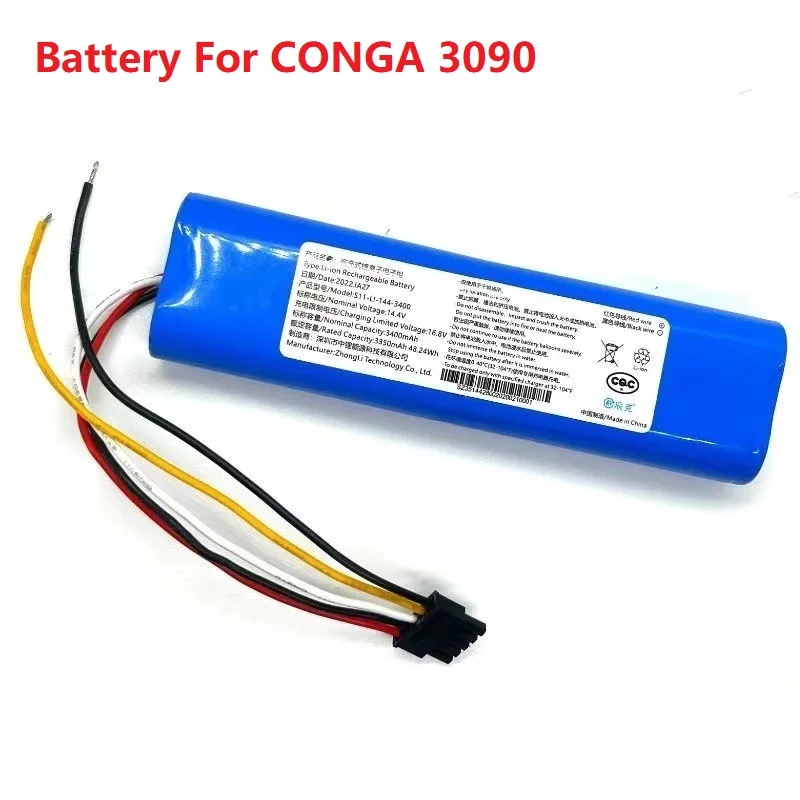 New 14.4 2800mAh Battery For CONGA 3090 3091 3092 1690 1890 2090 2290 Robot Vacuum Cleaner Part
New 14.4 2800mAh Battery For CONGA 3090 3091 3092 1690 1890 2090 2290 Robot Vacuum Cleaner Part