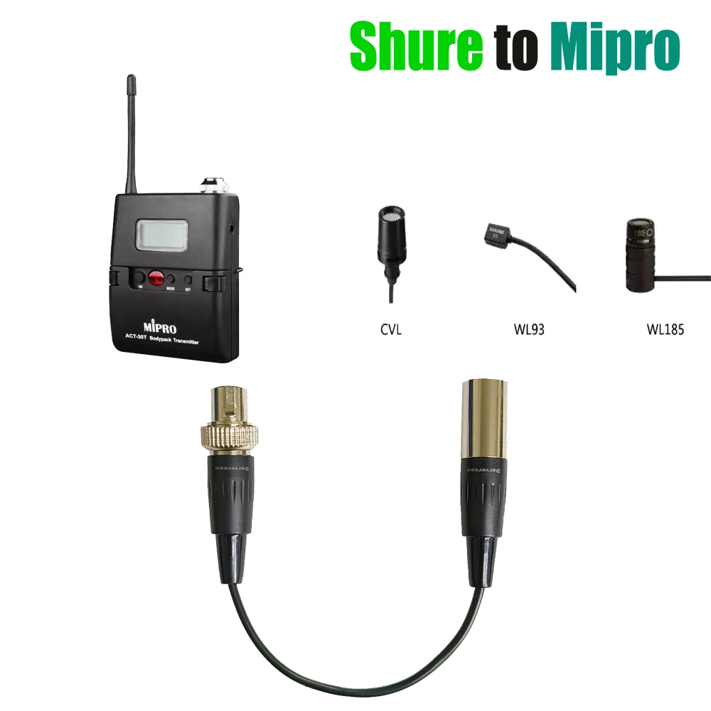TA4F to TA4M cable for Shure lavalier microphone Mipro transmitter wireless system ACT-52T connector adapter converter
TA4F to TA4M cable for Shure lavalier microphone Mipro transmitter wireless system ACT-52T connector adapter converter
