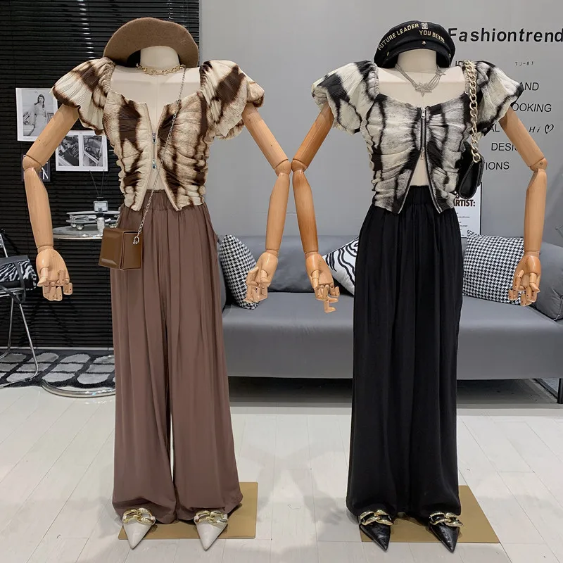 Summer Vintage Square Neck puff Sleeve High Waist Short Top Slim Wide Leg Pants Two Piece Set
Summer Vintage Square Neck puff Sleeve High Waist Short Top Slim Wide Leg Pants Two Piece Set