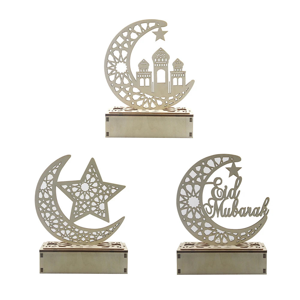 Wooden Hollow Moon Letter LED Lights Desktop Eid Mubarak Muslim Islam Ramadan Festival Adornment Eid Mubarak Festival Lamp
Wooden Hollow Moon Letter LED Lights Desktop Eid Mubarak Muslim Islam Ramadan Festival Adornment Eid Mubarak Festival Lamp