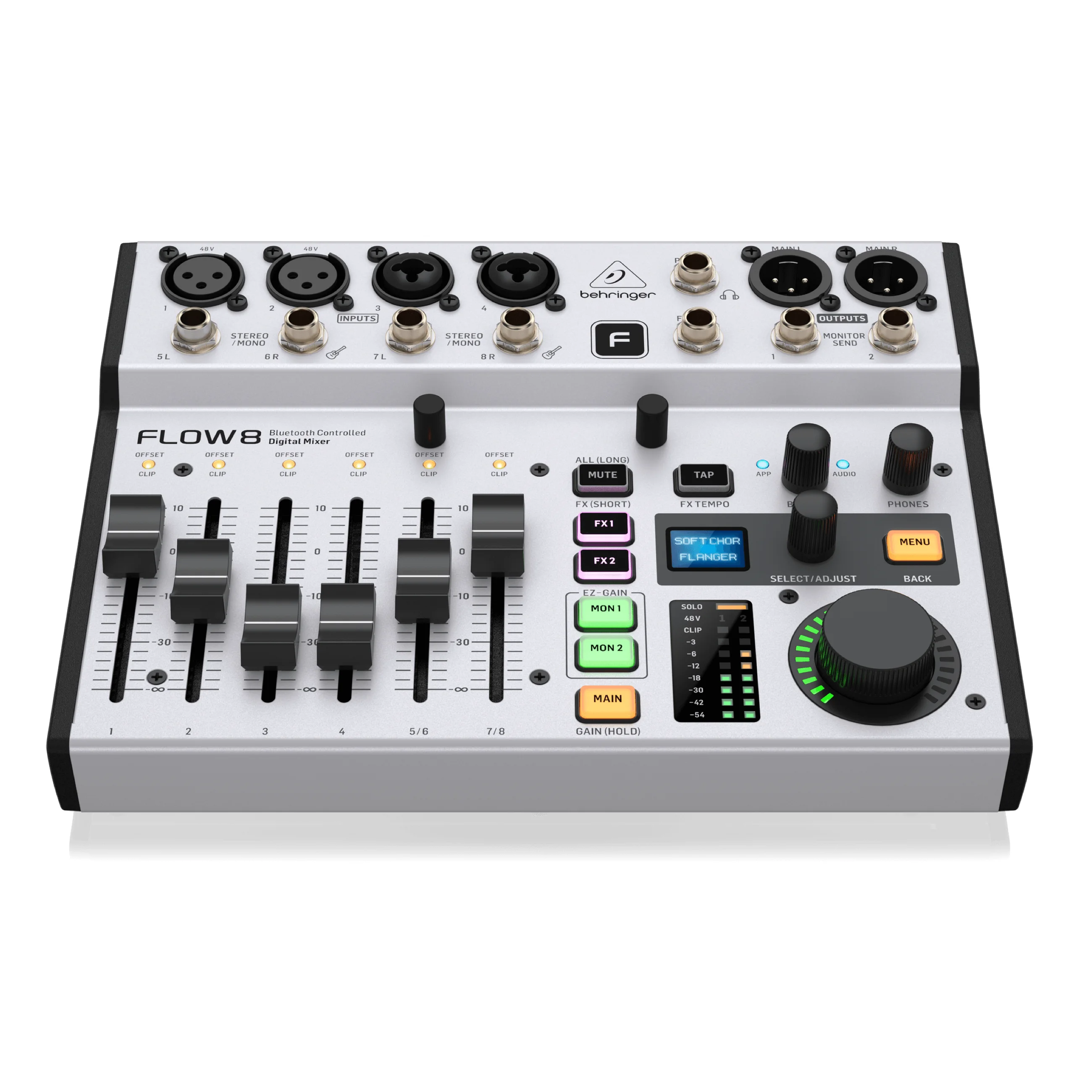 BEHRINGER flow 8 8-Input Digital Mixer 2 FX Processors and USB/Audio Interface for Bluetooth remote control
BEHRINGER flow 8 8-Input Digital Mixer 2 FX Processors and USB/Audio Interface for Bluetooth remote control