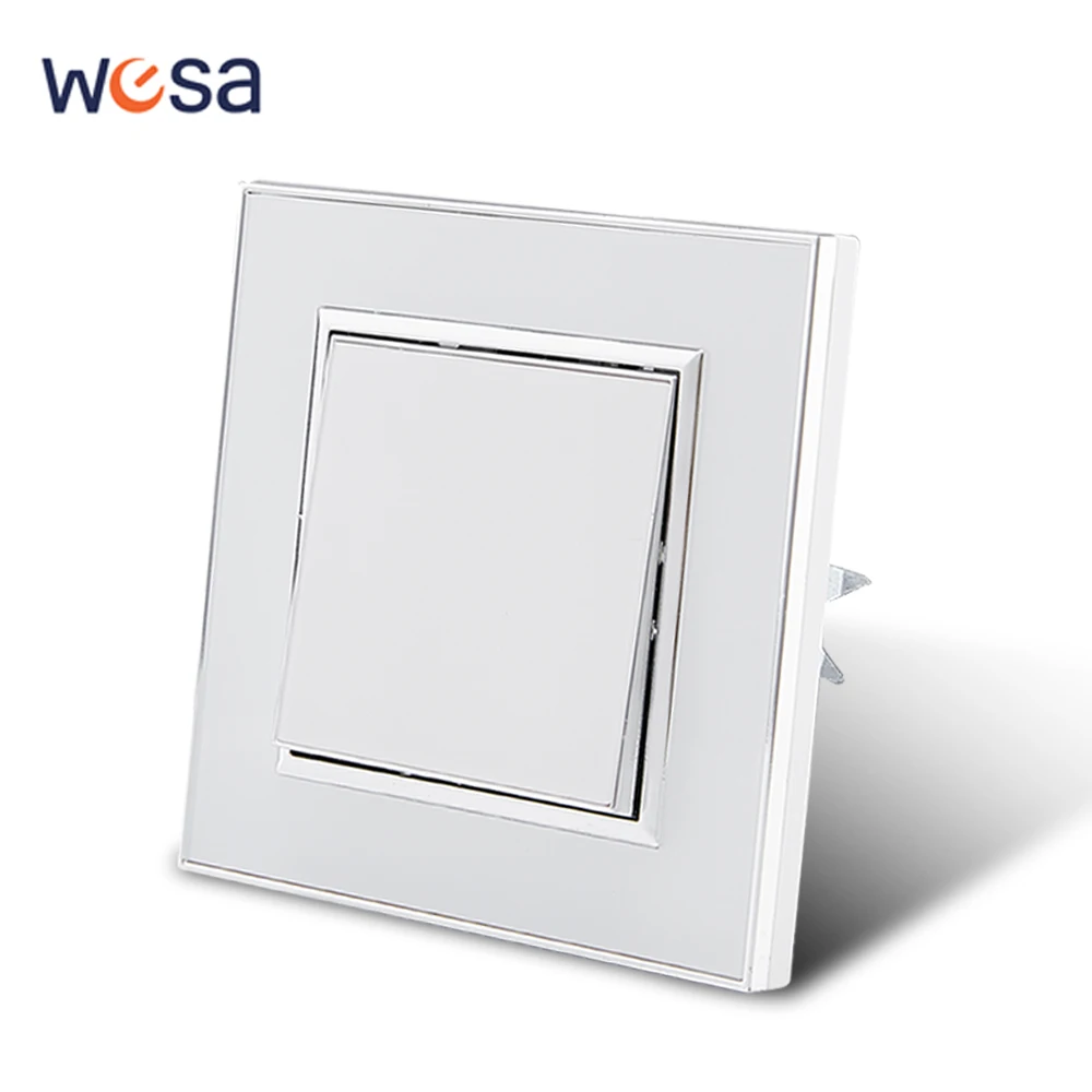 

Белый зеркальный акриловый настенный выключатель WESA, огнезащитная панель, 1 клавиша, 1 канал, настенный переключатель вкл./выкл., 16 А перем. Тока, 250 В, 86 мм * 86 мм, новинка
