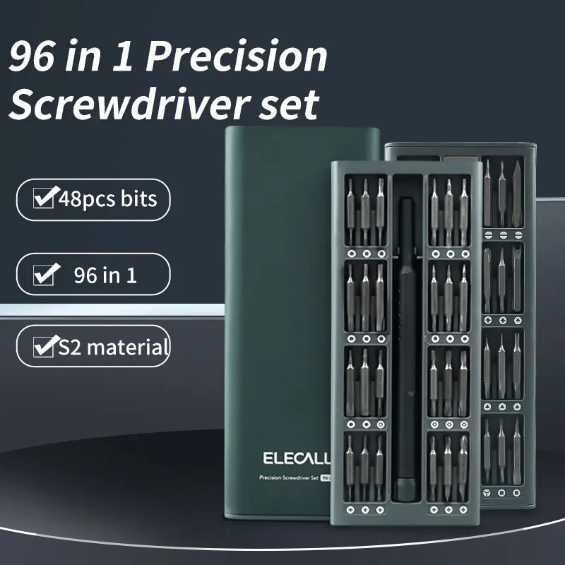 ELECALL Magnetic Screwdriver Set 96 in 1 Precision Torx Hex Screwdriver Bit Set 48pcs bits Repair Tools Kit For Phone Laptop PC
ELECALL Magnetic Screwdriver Set 96 in 1 Precision Torx Hex Screwdriver Bit Set 48pcs bits Repair Tools Kit For Phone Laptop PC