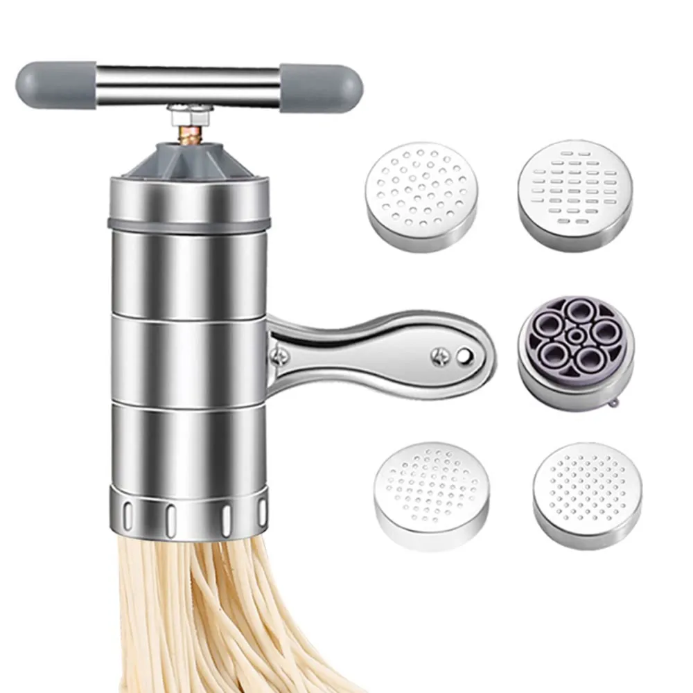 Stainless Steel Pasta Machine With 5 Molds Manual Noodle Maker Press Practical Easy To Operate Gray Orange Kitchen Utensils
Stainless Steel Pasta Machine With 5 Molds Manual Noodle Maker Press Practical Easy To Operate Gray Orange Kitchen Utensils