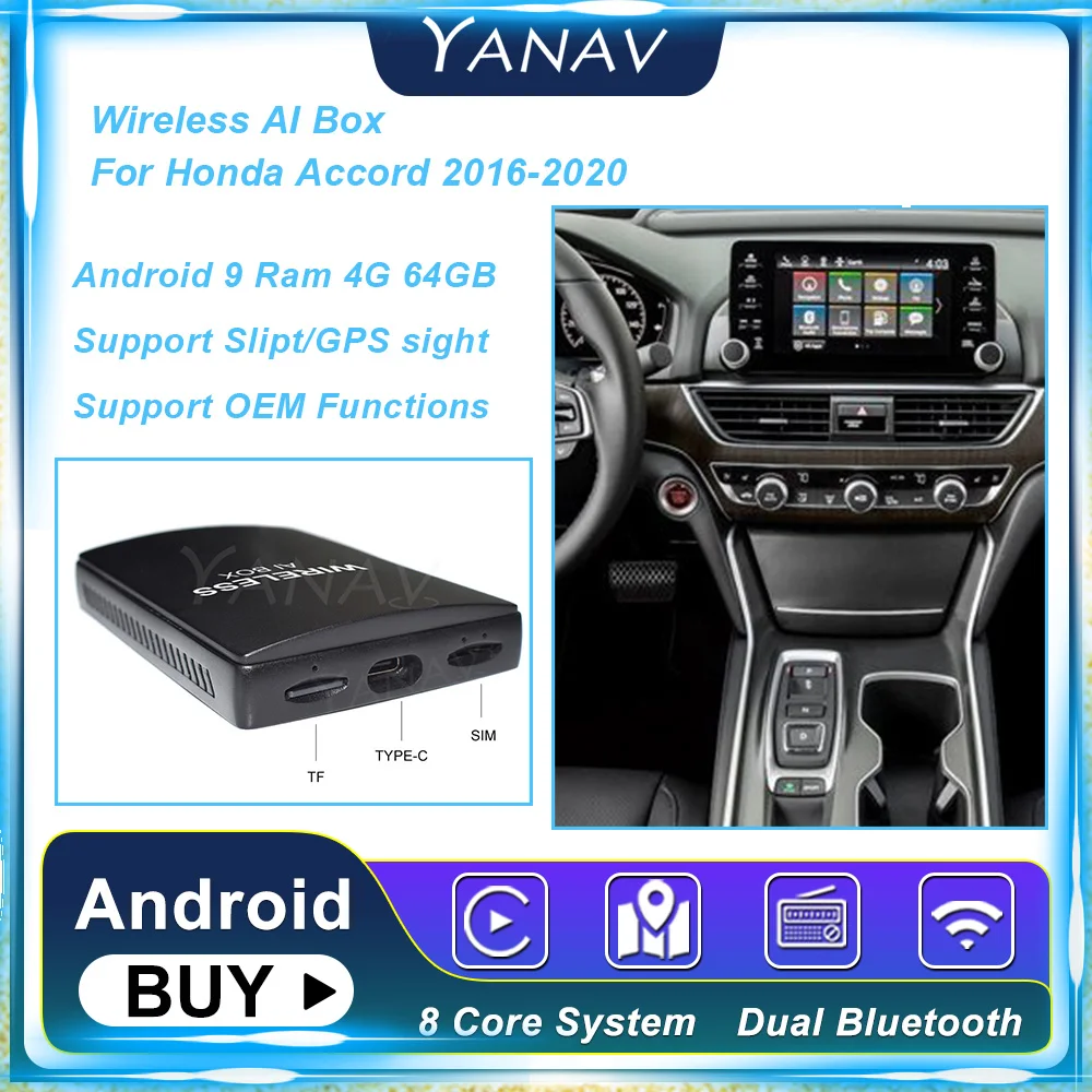 Автомобильная Беспроводная ИИ-приставка на Android для Honda Accord 2016-2020, Android 9, 4 ГБ, 64 ГБ, автомобильная смарт-приставка, подключи и работай с ИИ-адап...
Автомобильная Беспроводная ИИ-приставка на Android для Honda Accord 2016-2020, Android 9, 4 ГБ, 64 ГБ, автомобильная смарт-приставка, подключи и работай с ИИ-адап...