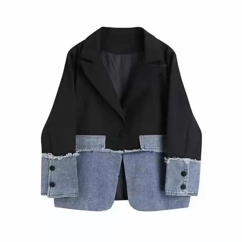 SuperAen 2022 Spring New Korean Style Women Blazer Jacket Plaid Stitching Denim Jackets Female Fashion Casual Women Clothing
SuperAen 2022 Spring New Korean Style Women Blazer Jacket Plaid Stitching Denim Jackets Female Fashion Casual Women Clothing
