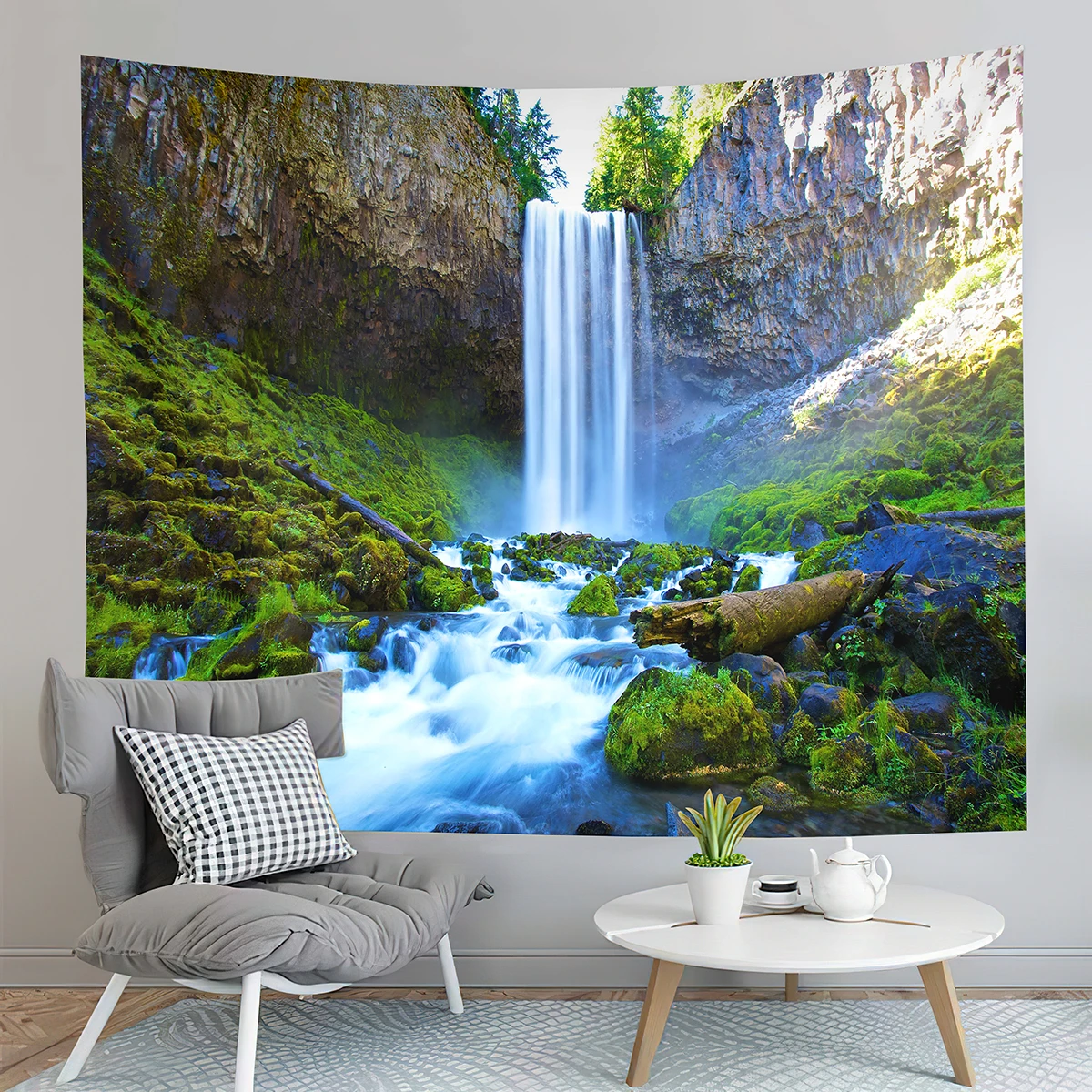 

Waterfall Tapestry Tropical Forest Tapestry Green Natural Landscape Tapestry Living Room Bedroom Dorm Wall Hanging Decor Blanket
