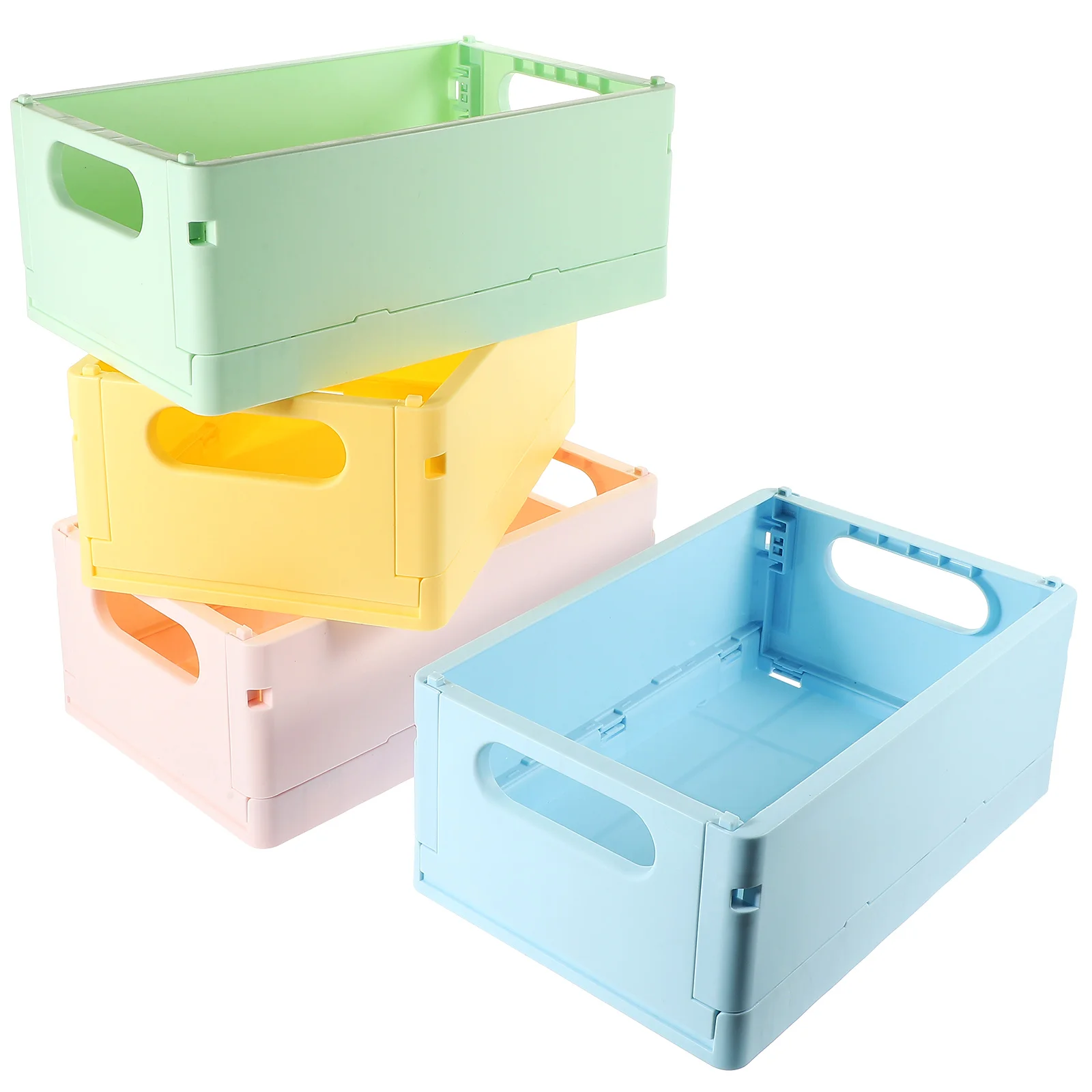 

Cute Storage Plastic Crate Home Use Sundries Organizers Collapsible Women Cosmetics Tabletop Desk Bins Containers