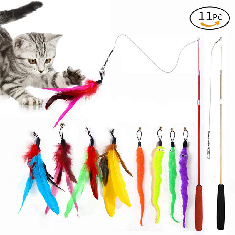 11pcs Feathers Wand Interactive Cat Toys Kitten Cat Teaser Feather Replacement Stick Wire Chaser Wand Toys for Pet Supplies
11pcs Feathers Wand Interactive Cat Toys Kitten Cat Teaser Feather Replacement Stick Wire Chaser Wand Toys for Pet Supplies