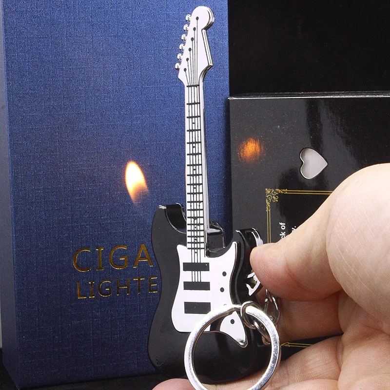 Cigarette Lighters Butane Gas Refillable Guitar Shaped Lighter Creative Keychain Lighter Portable Open Flame
Cigarette Lighters Butane Gas Refillable Guitar Shaped Lighter Creative Keychain Lighter Portable Open Flame
