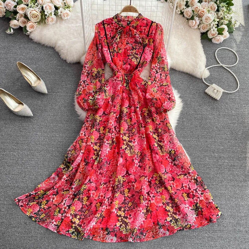 SuperAen 2022 Spring Bow Tie Scarf Collar Waist Slim Puff Sleeve A Line Floral Printing Chiffon Dresses Women
SuperAen 2022 Spring Bow Tie Scarf Collar Waist Slim Puff Sleeve A Line Floral Printing Chiffon Dresses Women