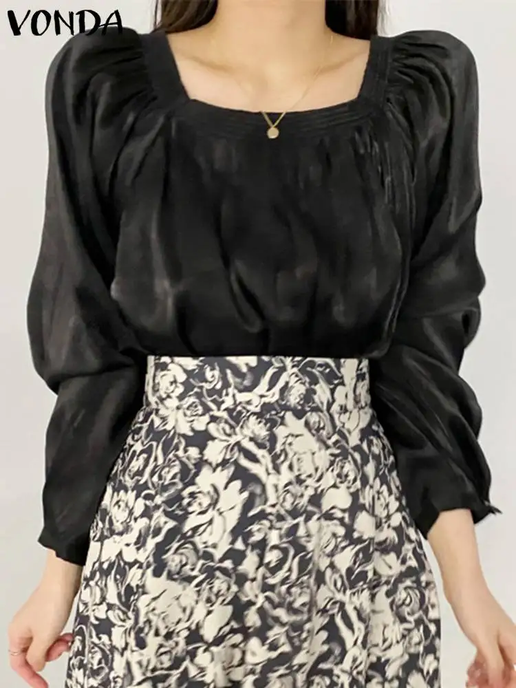 Women's Fashion Long Sleeve Pleated Blouse VONDA Ladies Casual Crew Neck Solid Blusas Femininas Elegant Holiday Tops 2022
Women's Fashion Long Sleeve Pleated Blouse VONDA Ladies Casual Crew Neck Solid Blusas Femininas Elegant Holiday Tops 2022