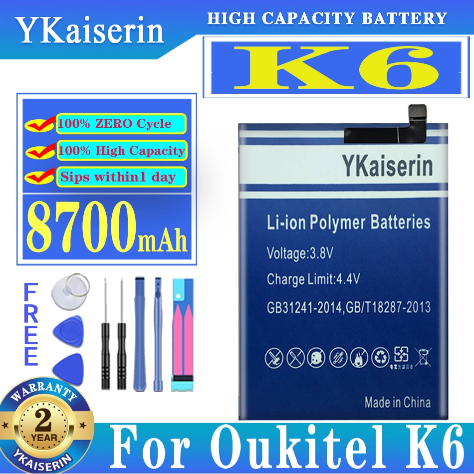 100% оригинальный новый аккумулятор ykaisсеребрин для Oukitel K6 8700 мАч для смартфона Oukitel K6 K 6 с номером отслеживания
100% оригинальный новый аккумулятор ykaisсеребрин для Oukitel K6 8700 мАч для смартфона Oukitel K6 K 6 с номером отслеживания
