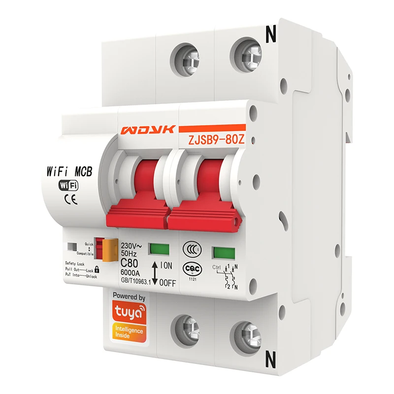 

Автоматический выключатель Tuya, умный автоматический выключатель с поддержкой Wi-Fi и функцией защиты от короткого замыкания, 40 А, 1P/2P/3P/4P, работает с Alexa Google home