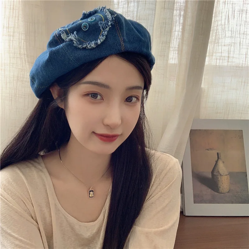 New Washed Cowboy Heart Beret Women's Sweet Autumn Thin Vintage Artist Hat Cute Fashion Raw Edge Foldable Hip Hop Men Cloud Cap
New Washed Cowboy Heart Beret Women's Sweet Autumn Thin Vintage Artist Hat Cute Fashion Raw Edge Foldable Hip Hop Men Cloud Cap