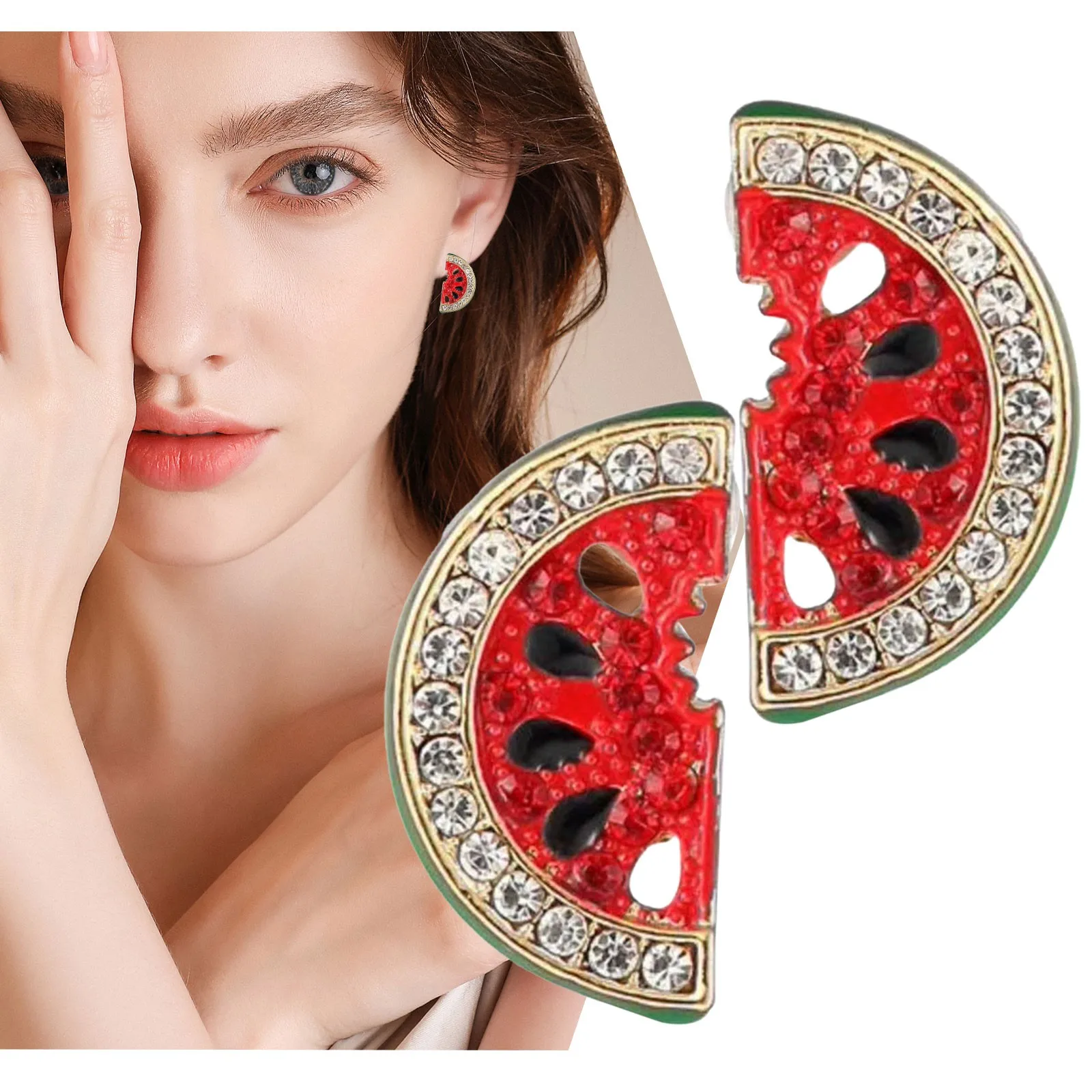 Earrings Cute Girl Heart Diamond Red Watermelon Sweet Earrings Small Fresh Student Earrings Cross Hoop Earrings
Earrings Cute Girl Heart Diamond Red Watermelon Sweet Earrings Small Fresh Student Earrings Cross Hoop Earrings