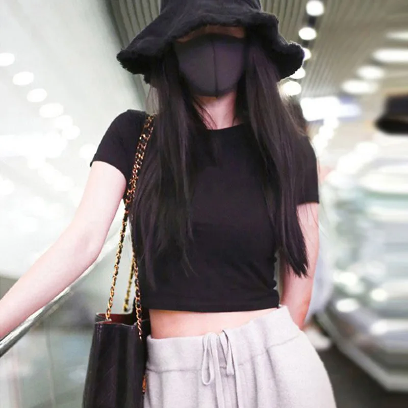 Solid Color Short Sleeve High Waisted Slimming Top Exposed Navel Short T-shirt Women Summer Tight Harajuku Women's Clothing 2023
Solid Color Short Sleeve High Waisted Slimming Top Exposed Navel Short T-shirt Women Summer Tight Harajuku Women's Clothing 2023