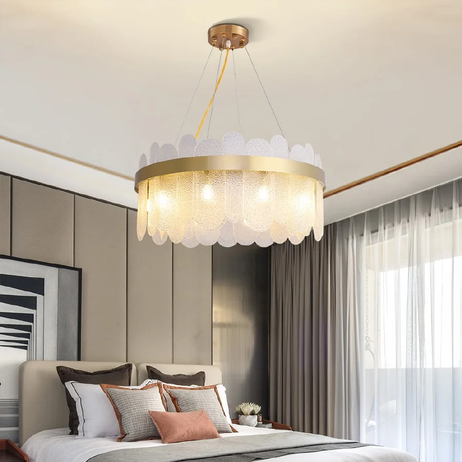 Round Chandelier Modern Plating Gold Stand Living Room Lamp Luxury Design Indoor Hanging Light Oval Glass Shade Base G9 Fixture
Round Chandelier Modern Plating Gold Stand Living Room Lamp Luxury Design Indoor Hanging Light Oval Glass Shade Base G9 Fixture