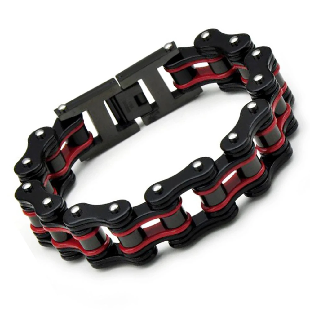 Punk Heavy Red Black Bicycle Biker Chain Bracelets Men Women Titanium Stainless Steel Bike Motorcycle Bracelet Bangle Jewelry 
Punk Heavy Red Black Bicycle Biker Chain Bracelets Men Women Titanium Stainless Steel Bike Motorcycle Bracelet Bangle Jewelry