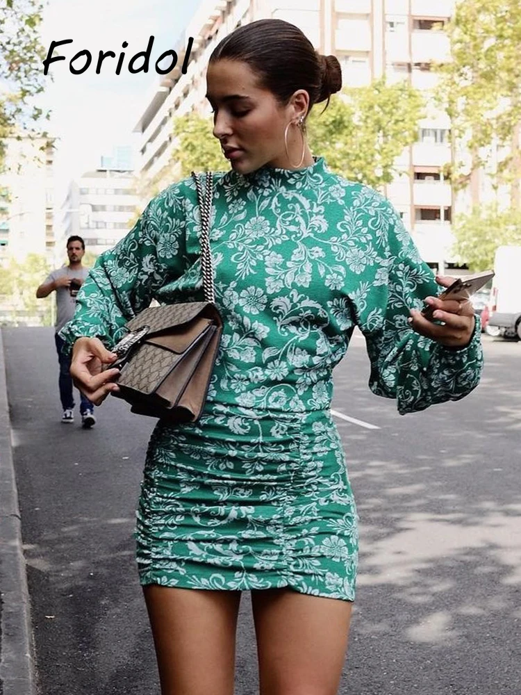 Foridol Long Sleeve Floral Print Mini Dress Robe Women Green Bodycon Dresses Vintage French Style Women Clothes Autumn Winter
Foridol Long Sleeve Floral Print Mini Dress Robe Women Green Bodycon Dresses Vintage French Style Women Clothes Autumn Winter