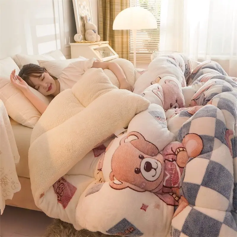 Lamb Fleece Super Warm Quilt Winter Thickening Warm Coral Fleece Blanket Bed Single Double Dormitory Student Flannel Quilt
Lamb Fleece Super Warm Quilt Winter Thickening Warm Coral Fleece Blanket Bed Single Double Dormitory Student Flannel Quilt