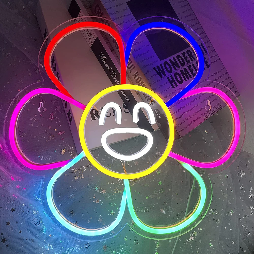 Smiley Face Sunflower Neon Sign Light LED Smiley Face Murakame Flower Sign for Bedroom Wall Artwork Rainbow Flower Party Décor
Smiley Face Sunflower Neon Sign Light LED Smiley Face Murakame Flower Sign for Bedroom Wall Artwork Rainbow Flower Party Décor