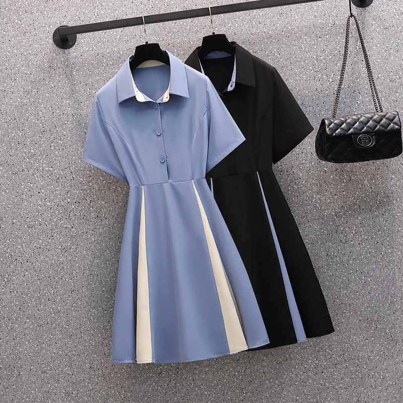 Women Summer Chiffon Dresses Korean Casual Turn Down Collar Short Sleeve High Waist A-line Patchwork Dresses 2022 Fashion Robe
Women Summer Chiffon Dresses Korean Casual Turn Down Collar Short Sleeve High Waist A-line Patchwork Dresses 2022 Fashion Robe